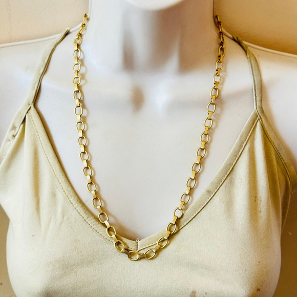 VTG 80s Givenchy bar curved Link chain necklace gold Statement high end 22"L - Picture 2 of 8